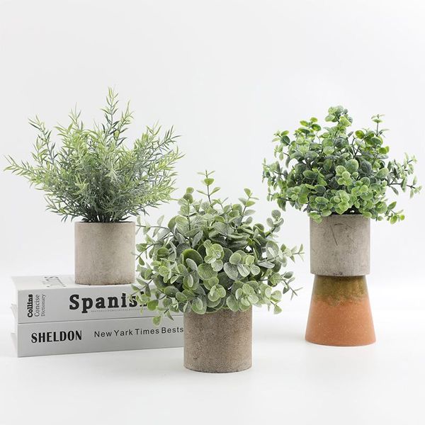 

decorative flowers & wreaths artificial eucalyptus potted plants fake green plastic leaf for home office decor wedding faux fabric foliage r