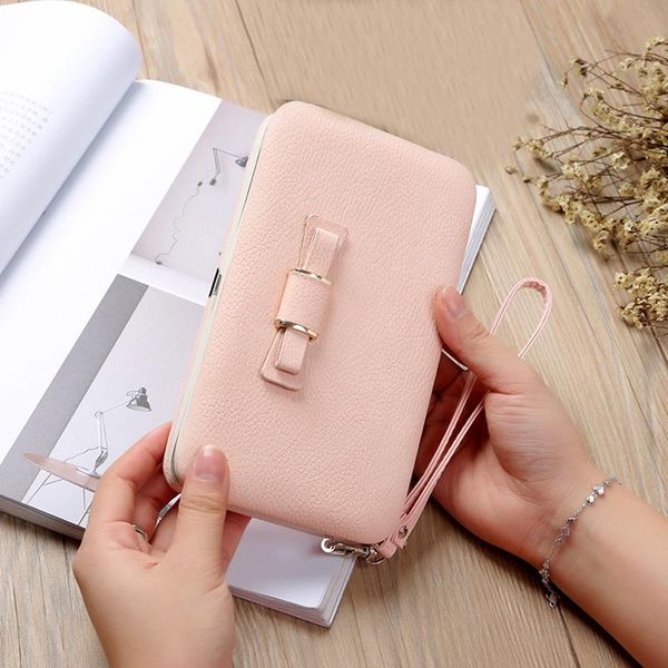 

wallets fashion bow wallet women 2021 lady short purses small fold pu leather female coin purse card holder, Red;black