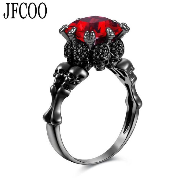

wedding rings skull ring crystal black for men women jewelry gift, Slivery;golden