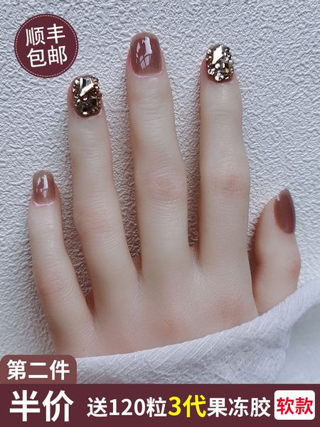 

wearable patch female manicure piece detachable, Red;gold