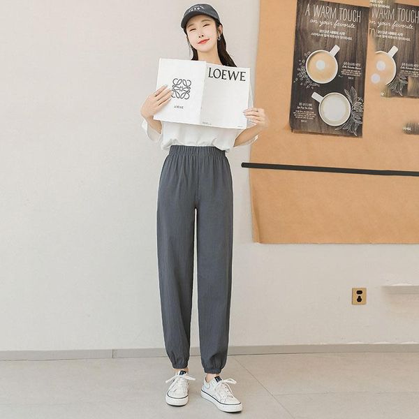 

women's pants & capris women trousers loose casual solid color cotton linen 2021 harem capri spring summer y, Black;white