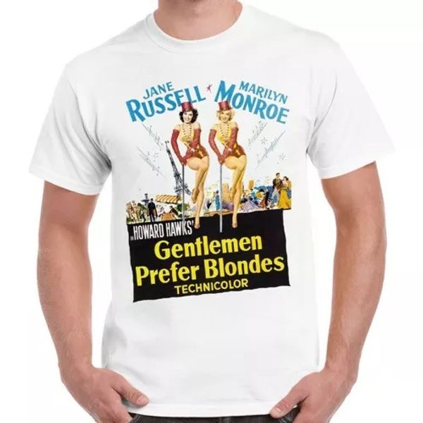

gentlemen prefer blondes film marilyn monroe retro t shirt 1515, White;black