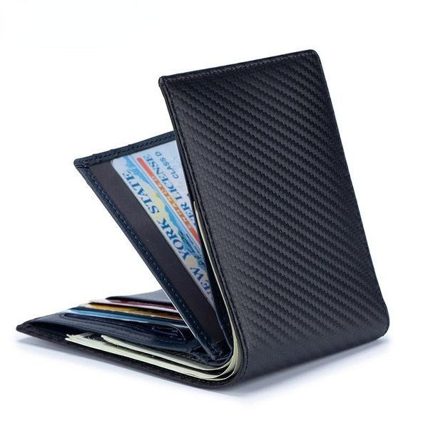

wallets ultra-thin carbon fiber leather wallet men's id card holder money bag, Red;black