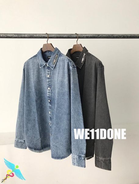 

women's jackets welldone women fashion neckline metal logo sequined casual blue jean jacket we11 done full solid cropped coats, Black;brown
