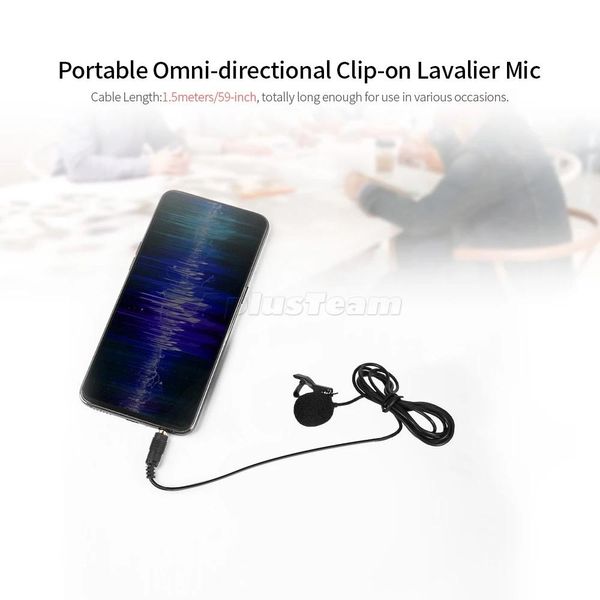 Microfono lavalier professionale di tipo C 3.5AUX per Xiaomi Mi10 9 8 6 Mix3s 2s Microfono a condensatore per registrazione audio video USB per Redmi K30 Pro Nuovo