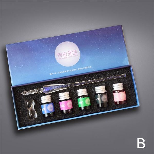 

fountain pens crystal starry sky glass pen handmade creative stationery vintage signature drawing calligraphy dip set present