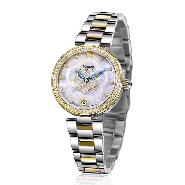

wristwatches switzerland fashion ladies mechanical automatic self-wind sapphire watch women elegeant designer crystal watches, Slivery;brown