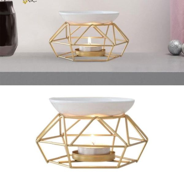 

candle holders aromatic oil burner, geometric ceramic essential holder wax melt burner warmer melter fragrance for home office decor