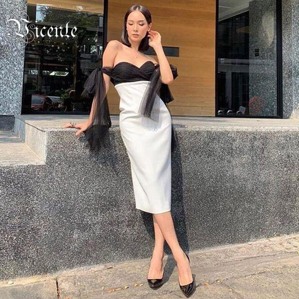 

all trendy polka dot voile design off shoulder celebrity party bandage midi dress casual dresses, Black;gray
