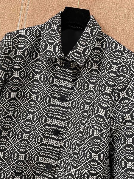 

women's suits & blazers fashion spirng runway blazer high street long sleeve vintage geometry print outerwear lady designer jacket, White;black
