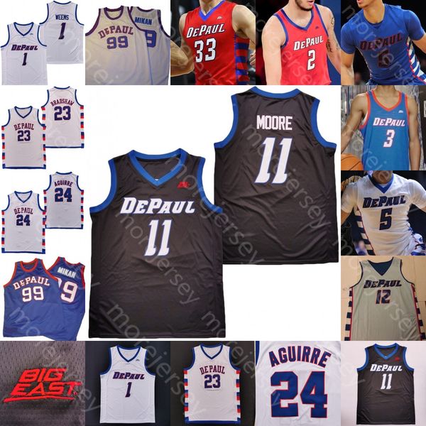 

depaul blue demons basketball jersey ncaa college mark aguirre javon an-liberty david jones brandon johnson mikan cummings philmon gebrewhit, Black;red