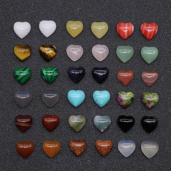 

10mm flat back assorted loose stone heart shape cab cabochons beads for jewelry making wholesale, Black