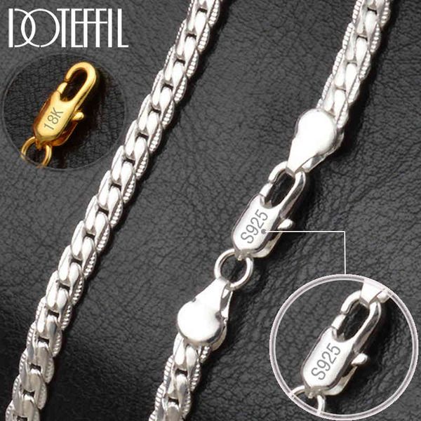 

necklaces pendants doteffil 925 sterling silver 8/18/20/24 inch 18k gold 6mm full sideways chain necklace bracelet set for women man jewelry