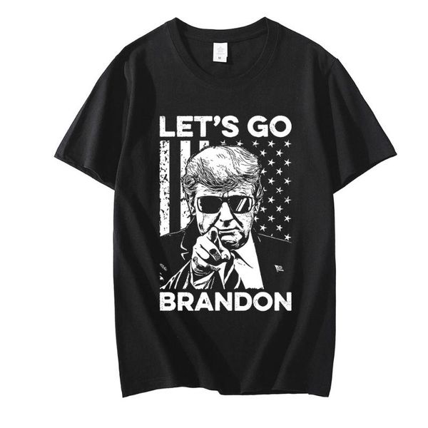 Herren T-Shirts Männer Lustiges T-Shirt Lets Go Brandon T-Shirt Schwarz O-Ausschnitt Sommer Oversize Casual Kurzarm T-Shirt