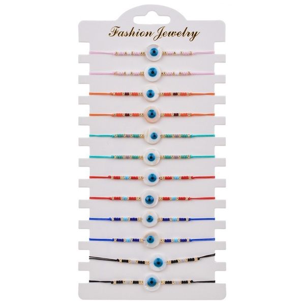 

jewelry bohemian rice pearl shell eye woven bracelet 12 sets, Golden;silver
