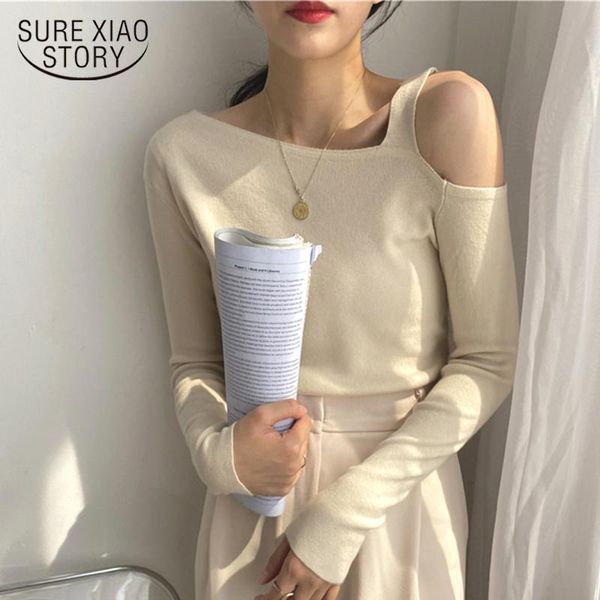 

women's sweaters autumn winter long sleeve knitted sweater women irregular collar solid casual womens jumper 11321, White;black