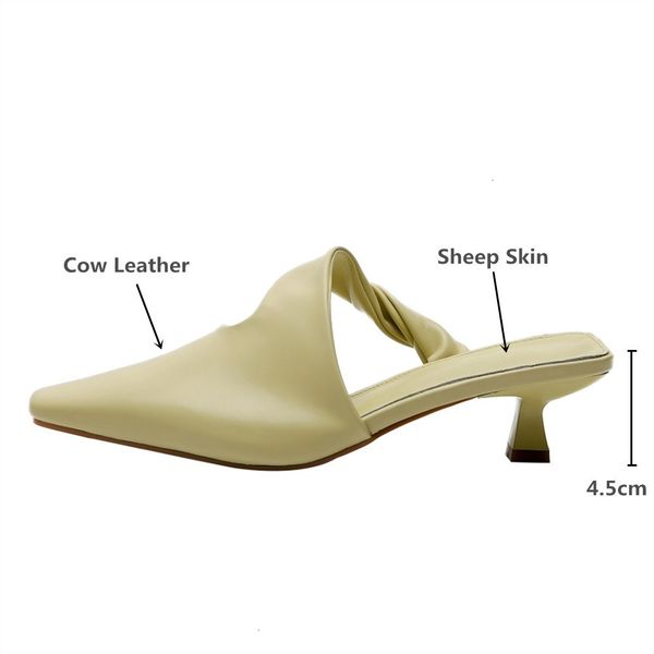 

moda dress shoes feminina design couro genuÃ­no mulas apontado do do pÃ© saltos grossos slizamento em cor sÃ³lida vestido festa c7p8, Black