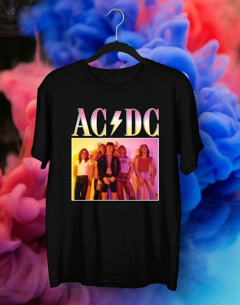 

ac dc t-shirt 90s retro vintage t-shirt gift idea for fan, White;black