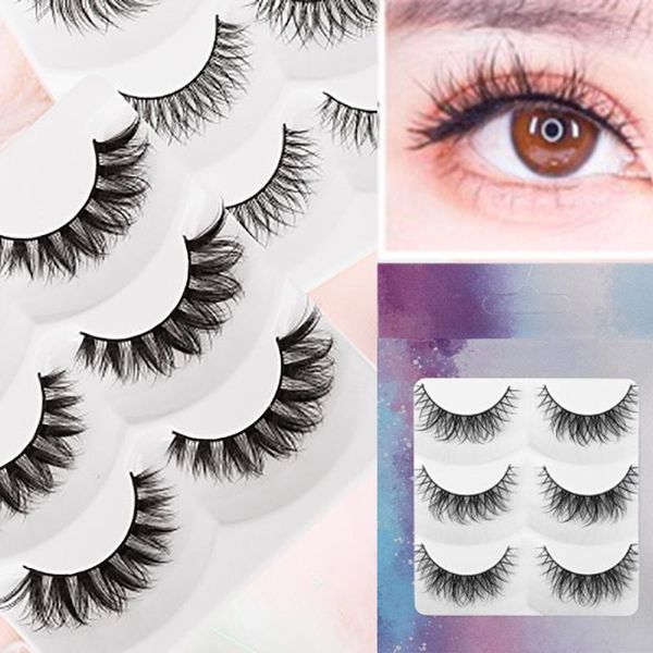 

japanese 3 pairs of hand-sharpened false eyelashes fiber material natural curling cross comfortable to wear1
