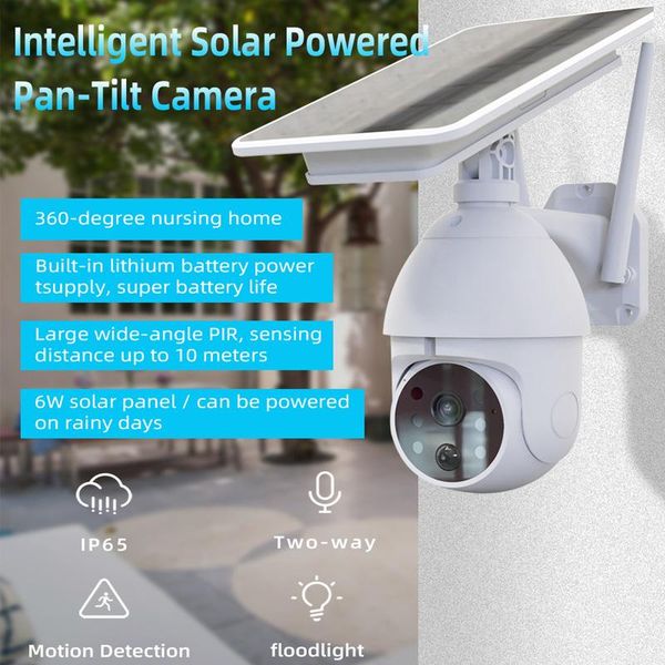 

cameras outdoor waterproof ip65 intelligent solar powered pan-tilt two-way wifi camera