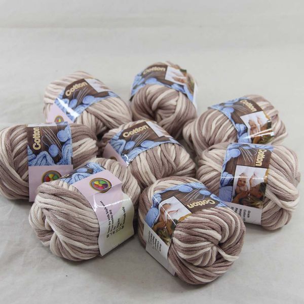 

sale 8 ball x 50g super soft pure cotton yarn chunky shawl hand knitting women's scarves shawls crocheting 422-41-8 beige coffee, Black;white