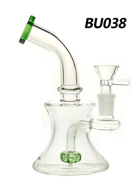 Plataforma de vidro / borbulhador para fumar altura de 6.5 polegadas com PERC 14mm vidro bowl200g peso bu038