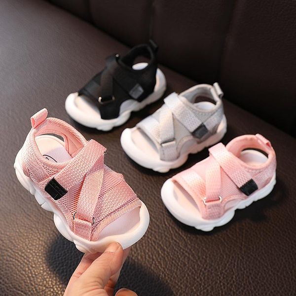 

sandals summer baby for girls boys soft bottom cloth children shoes fashion little kid beach toddler 0-3 years old, Black;red