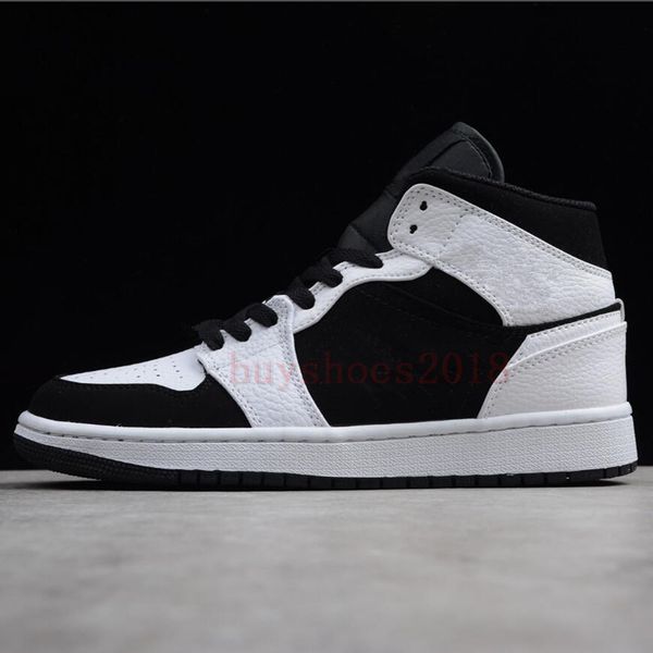 

jumpman 1 mid black white panda women men basketball shoes outdoor sport sneakers mens trainers with box