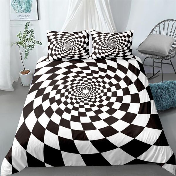 

bedding sets black n white optical art fashion set king  double full twin single size bed linen