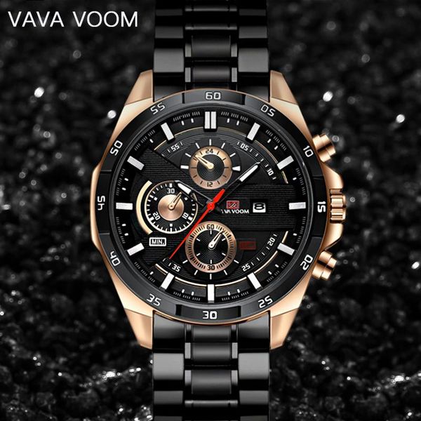 

wristwatches vava voom watches for men sport quartz wristwatch waterproof military digital male clock steel relogio masculino, Slivery;brown