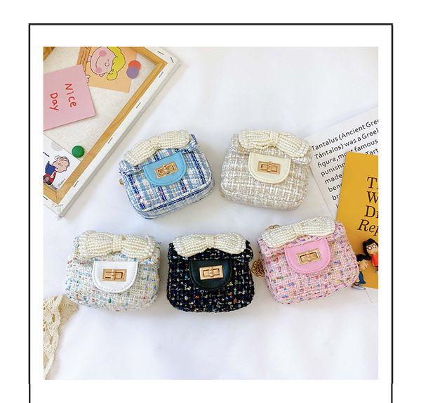

princess bag children messenger pearl bow small bag girl baby shoulder small square bag fashion trend kids gift bucket hat