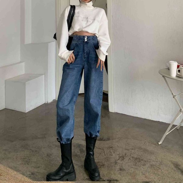 

jeans relaxed blue back brim for women with high waist thin long length in straight line women's bootcut pants