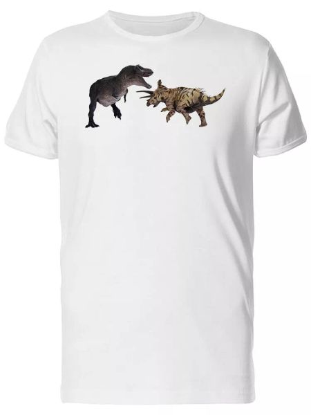 

T Rex Fighting A Triceratops Men's Tee -Image by Shutterstock, White;black