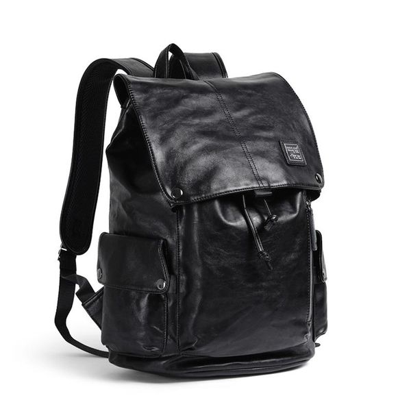 

backpack men oil wax leather men's casual & travel bags western college style man backpacks mochila zip