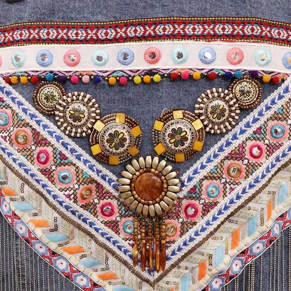 

women's jackets blue tribal embellished denim jacket woman coat boho autumn bohemian gypsy embroidery vintage chaqueta outwear1 ruwp, Black;brown