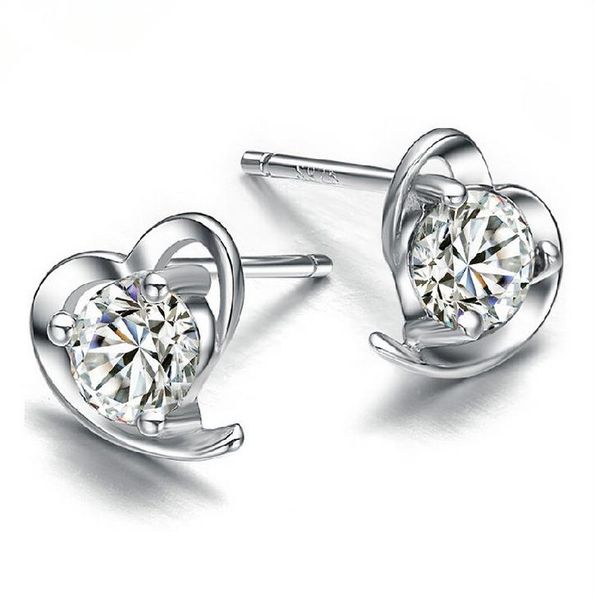 

jewelryromatic 925 sterling sier little love heart shaped with austrian crystal stud for women girl lovely zircon earrings party drop delive, Golden;silver