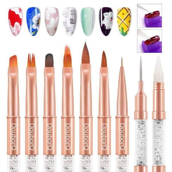 

1pcs nail brush pen rose gold art line dot drill therapy tool painting1, Yellow