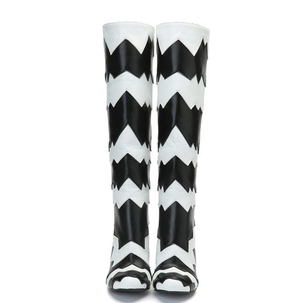 

boots olomm woman winter boots knee super high square heels nice round toe black women's shoes size eua 4-15 zijw