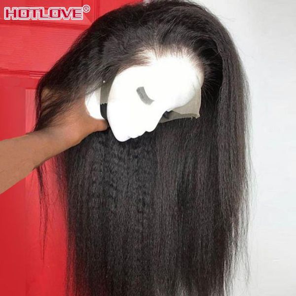 

lace wigs peruvian kinky straight human hair frontal with baby 180% density 13x4 front remy, Black;brown