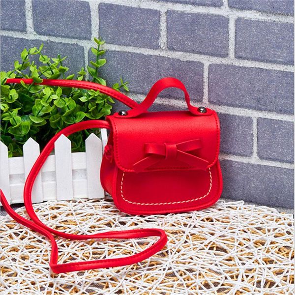 

brand toddler baby messenger bags children kids girls princess shoulder bag handbag solid bowknot coin purses purse, White