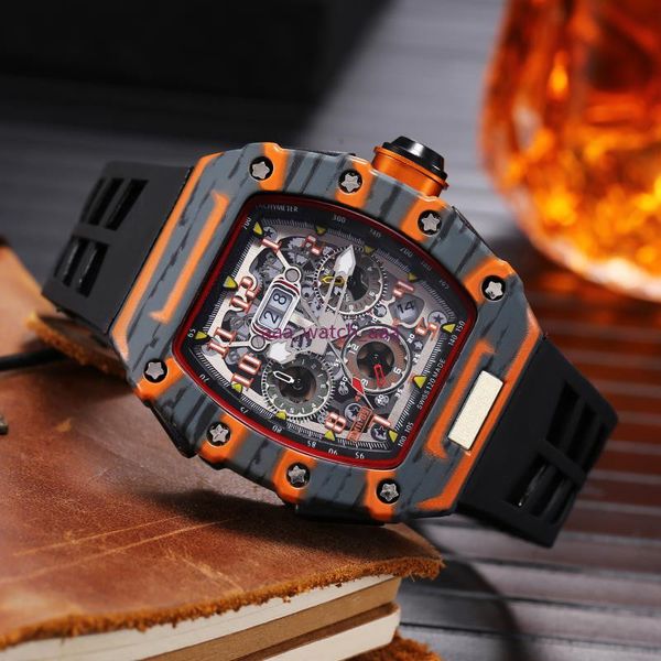 

luxury richar watches milles 6-pin watch limited edition men's watch full-featured quartz watch silicone strap reloj hombre gift