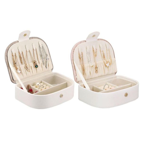 

jewelry pouches, bags portable european box necklace earring ring large capacity storage case travel jewellery organizer, Pink;blue