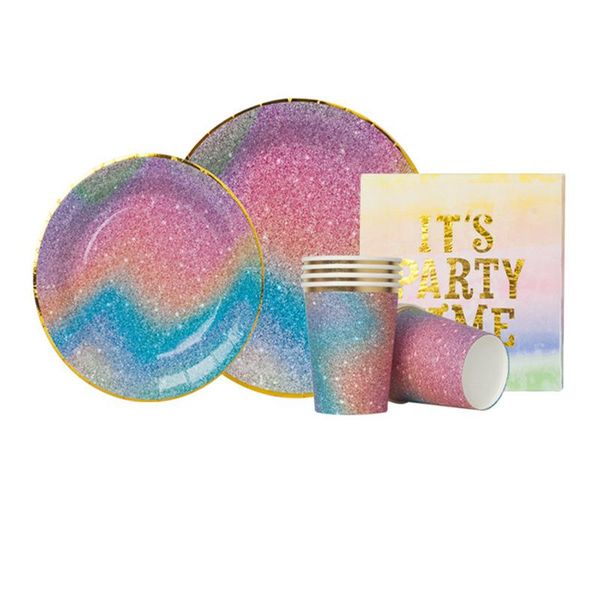 

disposable dinnerware bronzing bright starry sky party tableware set birthday decorations decoration children supplies