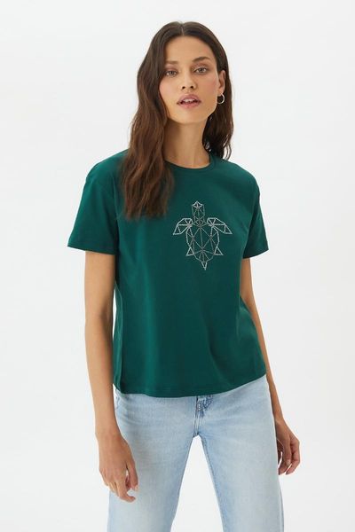 

women's t-shirt trendyol printed semi-fitted knitted twoss21ts3660, White