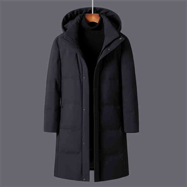 

new brand white duck ets men fashion thick warm hooded winter down coat long parkas overcoat plus size -6xl, Black;white