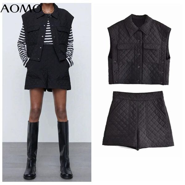 

women's tracksuits aomo 2021 set solid padded waistcoat shorts autumn fashion suit 2 piece qn171a, Gray