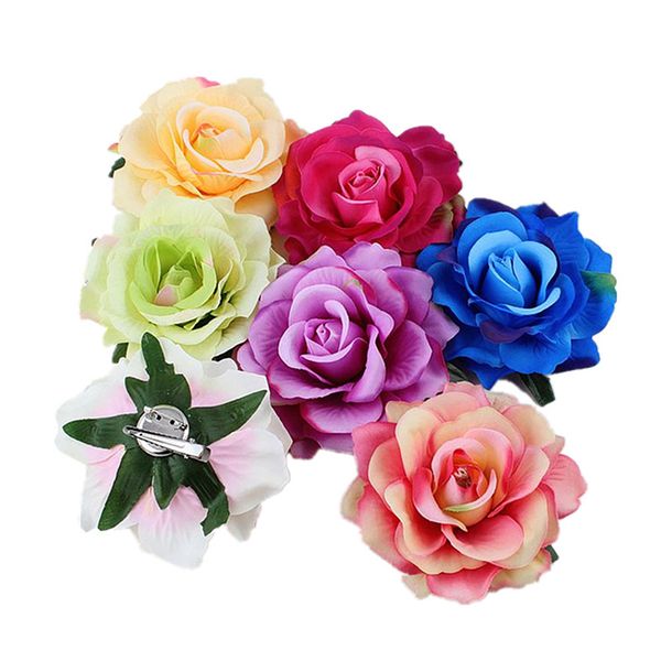 

new fashion rose artificial flower hairpin bridal wedding party brooch women hair clips headwear girls festival hair accessories, Silver