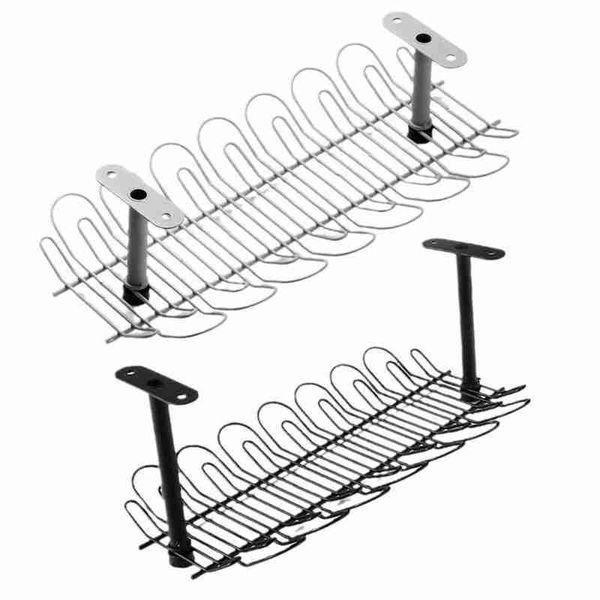 

storage baskets multi-purpose metal wire organizer hanging basket table bottom shelf for plug socket rack home office desk cable holder