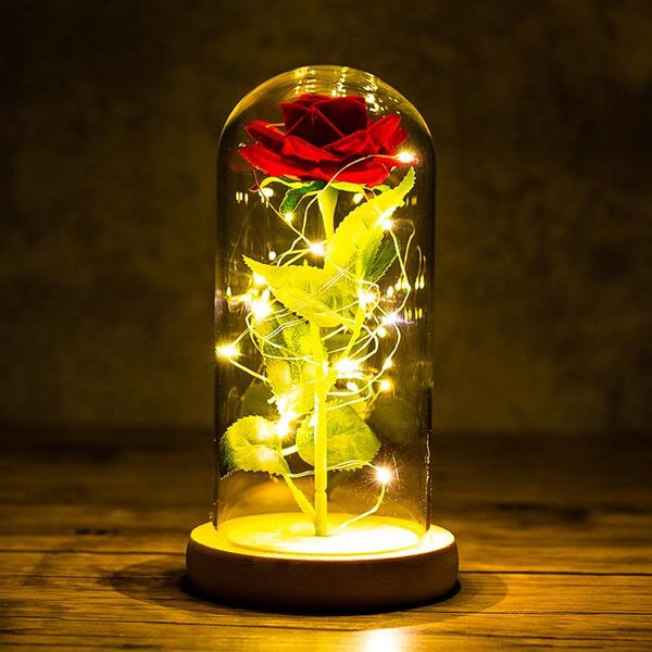 

party favor valentines day gift for girlfriend eternal rose led light foil flower in glass cover mothers wedding favors bridesmaid