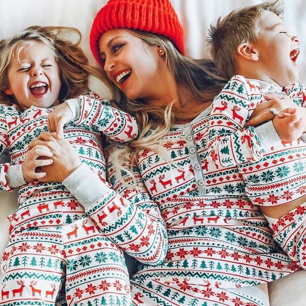 Gym Kleidung Weihnachten Familie Passende Pyjamas Set Mutter Vater Kinder Kleidung Aussehen Outfit Baby Mädchen Strampler Nachtwäsche Pijama